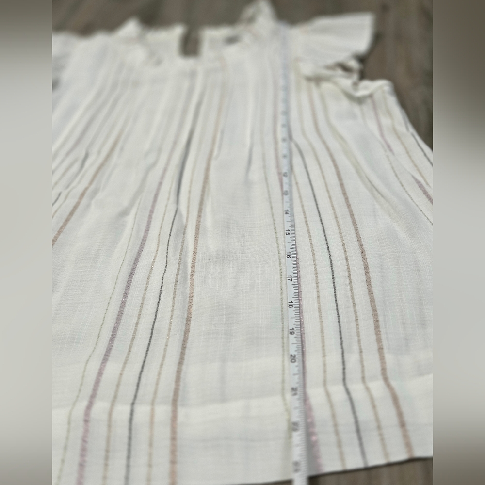 LOFT Striped Ruffle Sleeve Blouse - Picture 3 of 5